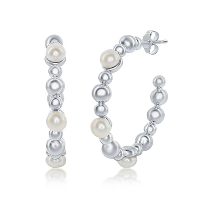 Simona Sterling Silver Fwp & Beaded 30mm Hoop Earrings