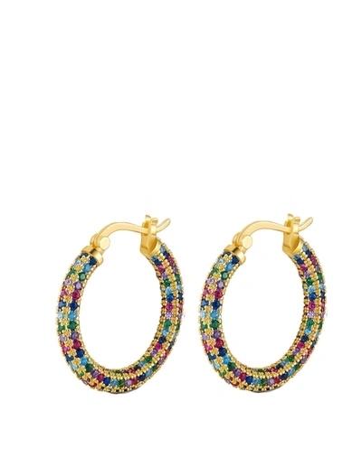 Liv Oliver 18k Gold Turquoise Hinged Hoop Earrings In Blue