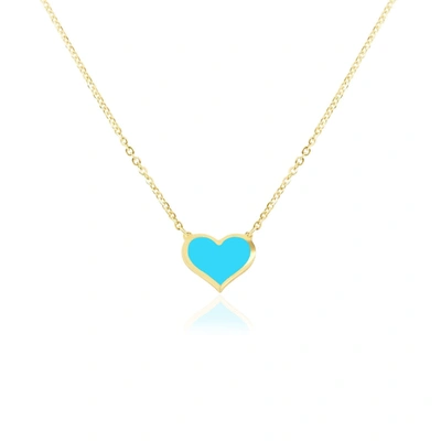 The Lovery Mini Turquoise Heart Necklace In Blue