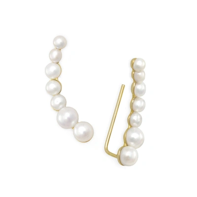 Liv Oliver 18k Gold Multi Pearl Earrings In Silver