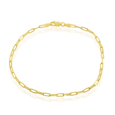 Simona Sterling Silver 2.8mm Paper Clip Anklet - Gold Plated