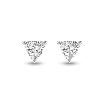 Lab Grown Diamonds Lab Grown 1/2 Ctw Trillion Shaped Solitaire Diamond Earrings In 14k White Gold In Silver