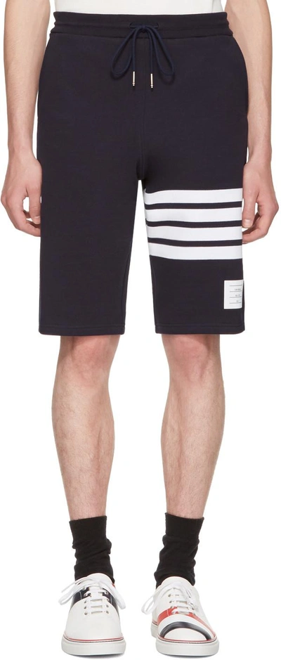 Thom Browne 4 Bar Striped Loopback Jersey Shorts In Navy In Navy 461