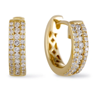 Non Branded Lb Exclusive 14k Yellow Gold 0.35 Ct Diamond Small Hoop Huggies Earrings In White