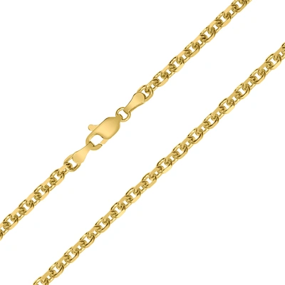 Monary 14k Yellow Gold 4mm Diamond Cut Classic Oval Cable Chain With Lobster Clasp - 18 Inch