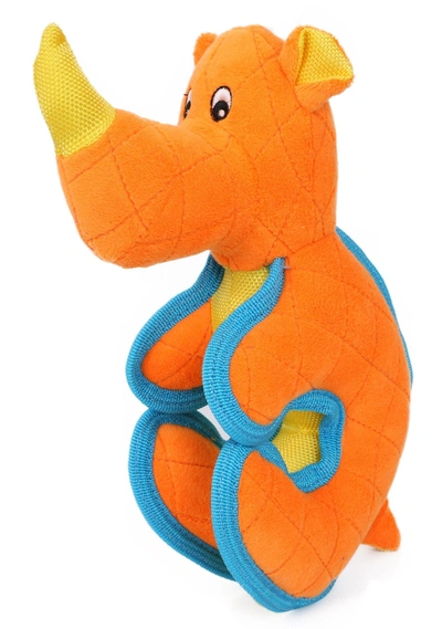 Pet Life 'dino-funimal' Animated Nylon Plush Squeaker Dog Toy In Orange