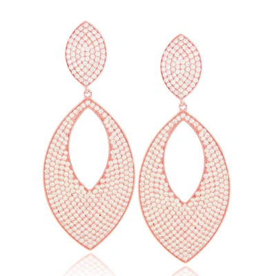 Suzy Levian Cubic Zirconia Sterling Silver Diamond Shape Drop Earrings In Pink