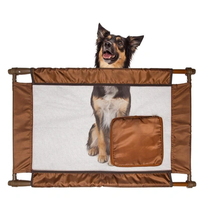 Pet Life 'porta Gate' Anti-drilling Nylon Mesh Collapsible Folding Travel Safety Pet Cat Dog Gate W In Brown