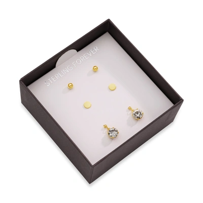 Sterling Forever Sterling Silver Essential Earring Set Of 3 In Gold