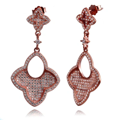 Suzy Levian Rose Goldtone Sterling Silver Cubic Zirconia Concave Dangle Earrings In Pink