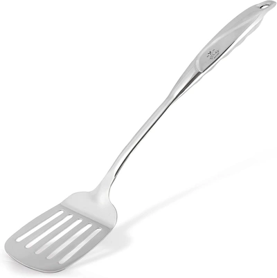 Zulay Kitchen Slotted Turner Grill Spatula With Ergonomic Easy Grip Handle In Silver