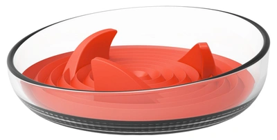 Pet Life 'cirlicue' Shark Fin Shaped Modern Slow Feeding Pet Bowl In Orange