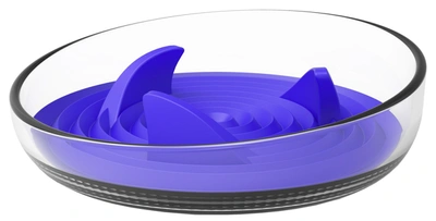 Pet Life 'cirlicue' Shark Fin Shaped Modern Slow Feeding Pet Bowl In Blue