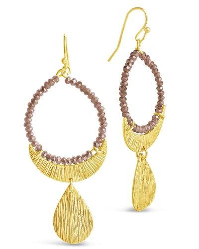 Sterling Forever Beaded Dangle Earrings With Charm In Gold