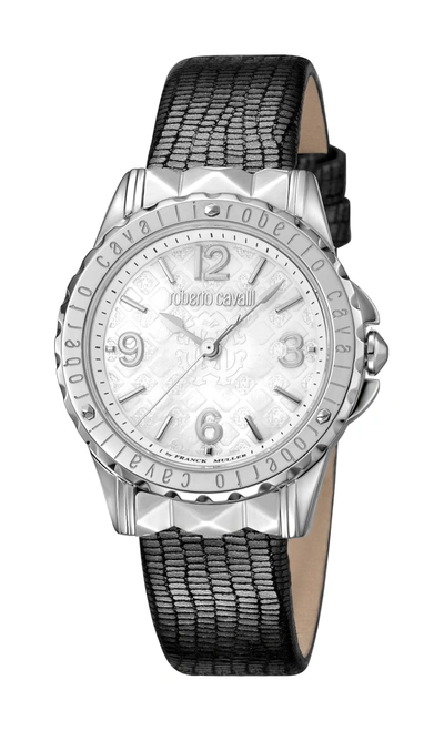 Roberto Cavalli By Franck Muller Roberto Cavalli Women's Silver Dial Grey Leather Watch