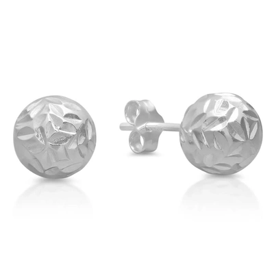 A & M Sterling Silver 6mm Diamond-cut Ball Stud Earrings