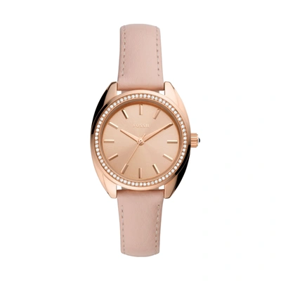 Fossil Women's Vale Solar-powered, Rose Gold-tone Stainless Steel Watch In Beige
