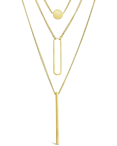 Sterling Forever Triple Layer Pendant Necklace-gold In Silver