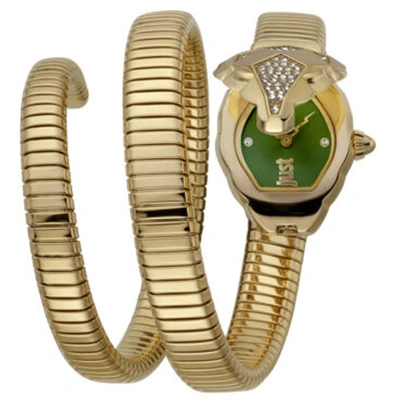 Just Cavalli Women's Snake Green Dial Watch In Gold