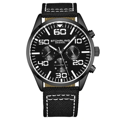 Stuhrling Original 4001 Quartz 42mm Aviator In Black