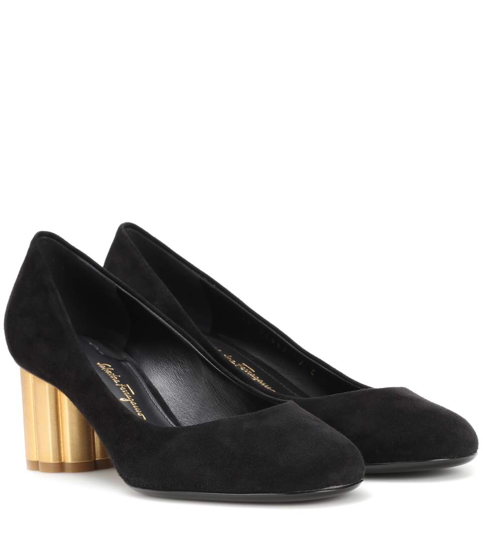 salvatore ferragamo flower heel pumps
