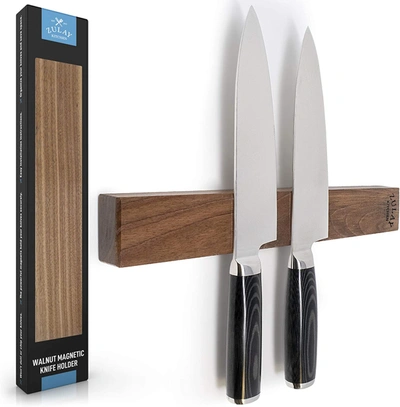 Zulay Kitchen Wooden Magnetic Knife Strip For Organizing Your Kitchen In Brown