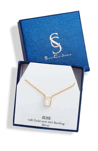 Savvy Cie Jewels Vermeil Birthstone Necklace In Blue