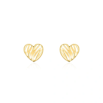 The Lovery Scribble Heart Stud Earrings In Gold