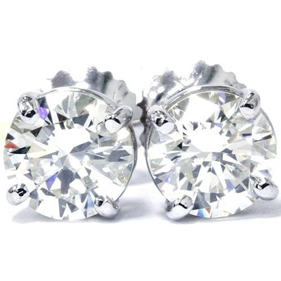 Pompeii3 4 Carat Diamond Studs 14k White Gold With Screw Backs In Silver
