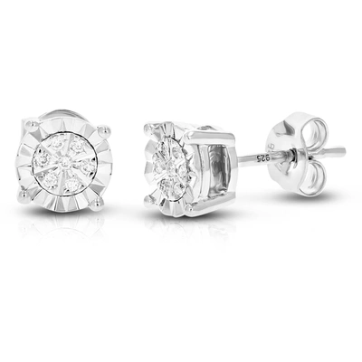 Vir Jewels 1/12 Cttw 14 Stones Round Lab Grown Diamond Studs Earrings .925 Sterling Silver Prong Set Round Shap
