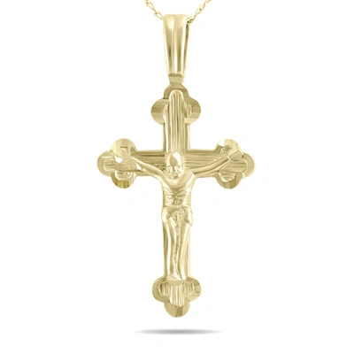 Monary Ornate Crucifixion Roman Cross Pendant In 10k Yellow Gold With 18 Inch Chain