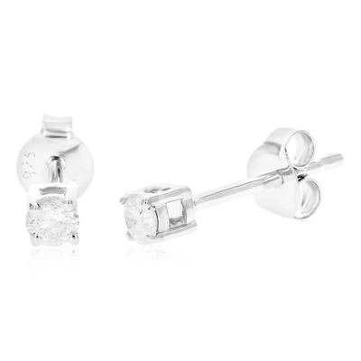 Vir Jewels 1/5 Cttw Diamond Stud Earrings .925 Sterling Silver Round 4 Prong With Push Backs