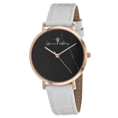 Christian Van Sant Women's Black Dial Watch In White