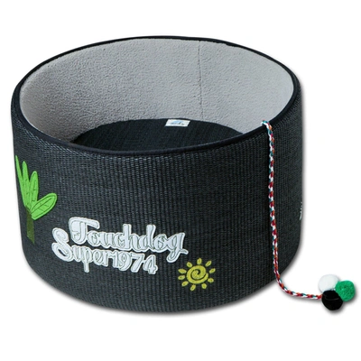 Touchcat 'claw-ver Nest' Rounded Scratching Cat Bed W/ Teaser Toy In Black