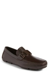 Ferragamo Parigi Stud Border Bit Driving Moccasin In Hickory Brown