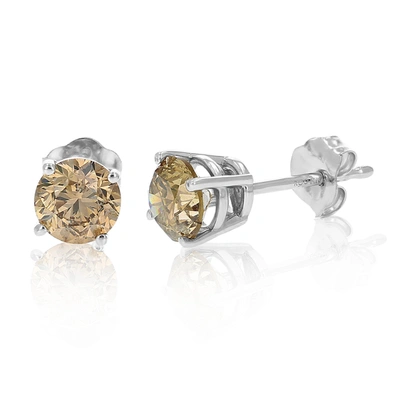 Vir Jewels 1 Cttw Champagne Diamond Stud Earrings 14k White Gold