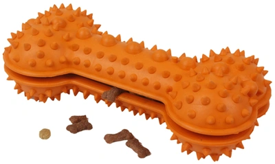Pet Life 'denta-bone' Tpr Treat Dispensing And Dental Cleaning Durable Dog Toy In Orange
