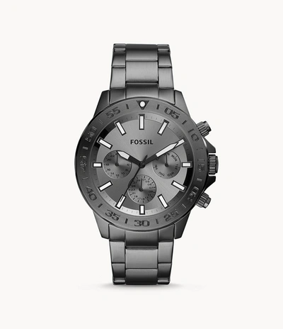 Fossil Men's Bannon Multifunction, Smoke-tone Stainless Steel Watch In Silver