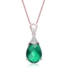 Genevive White And Green Cubic Zirconia Rose Gold Plated Sterling Silver Necklace