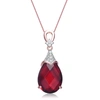 Genevive White And Green Cubic Zirconia Rose Gold Plated Sterling Silver Necklace In Red