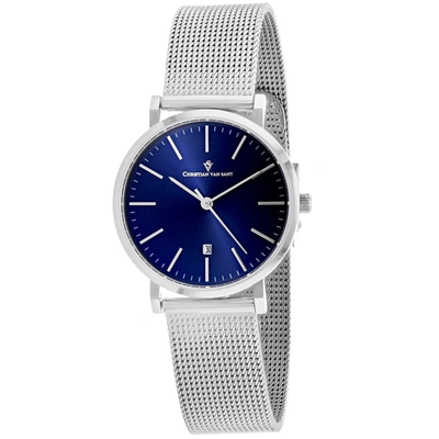 Christian Van Sant Women's Blue Dial Watch In White