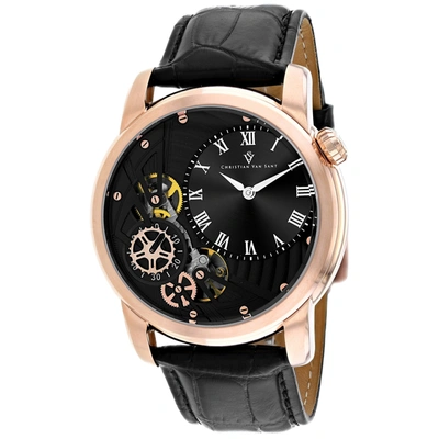Christian Van Sant Sprocket Auto-quartz Black Dial Mens Watch Cv1547 In Black / Gold Tone / Rose / Rose Gold Tone
