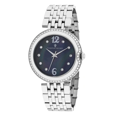 Christian Van Sant Women's Black Mop Dial Watch In White