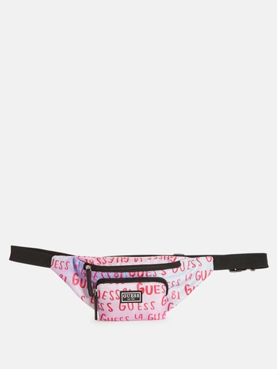 Guess Factory Logo Tape Fanny Pack In Pink