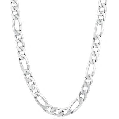 Pompeii3 Men's Figaro 14k Gold (86gram) Or Platinum (161gram) 8mm Link Chain Necklace 27" In Silver