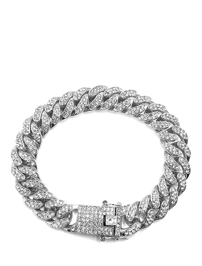 Stephen Oliver Silver Cz Link & Clasp Bracelet