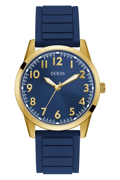 Guess Factory Gold-tone And Blue Silicone Analog Watch