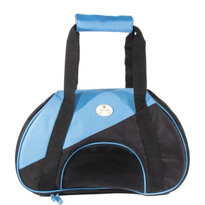 Pet Life 'zip-n-go' Airline Approved Contoured Fashion Designer Pet Dog Carrier In Blue