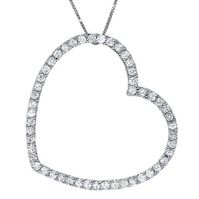 Pompeii3 3/4 Ct Lab Grown Diamond Large Heart Shape Pendant 10k White Gold Necklace In Silver