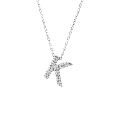 Monary Diamond Intiial Necklace (14kw) In Silver
